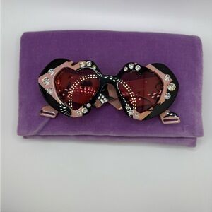 Authentic Gucci Irregular Pink and Black Heart-Shaped Sunglasses